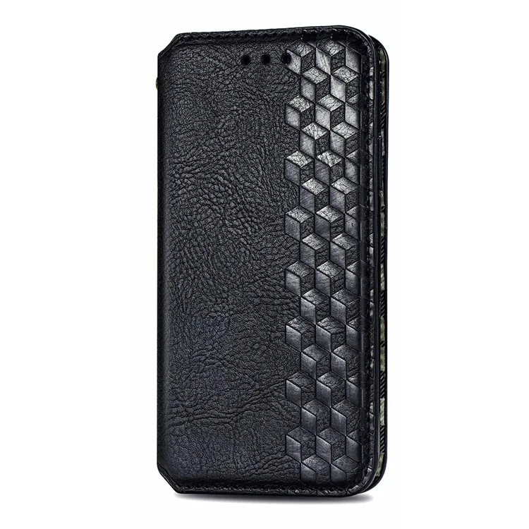 Rhombus Imprinting Design Magnet Auto-assorbed PU Custodia in Pelle Con Portafoglio Per Samsung Galaxy F62/M62 - Nero