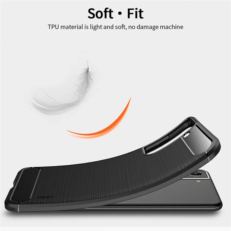 MOFI Well-Protected Brushed Carbon Fiber Design Flexible TPU Cover für Samsung Galaxy S21 FE - Blau