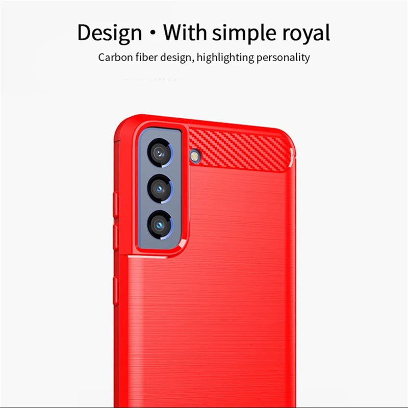 MOFI Well-Protected Brushed Carbon Fiber Design Flexible TPU Cover für Samsung Galaxy S21 FE - Blau