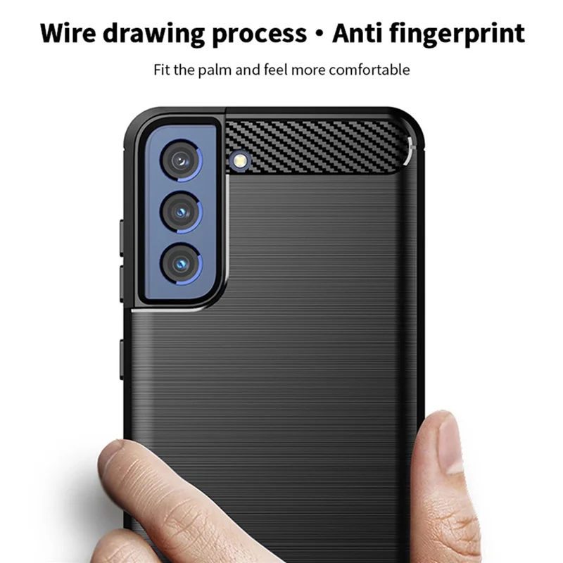 MOFI Well-Protected Brushed Carbon Fiber Design Flexible TPU Cover für Samsung Galaxy S21 FE - Blau