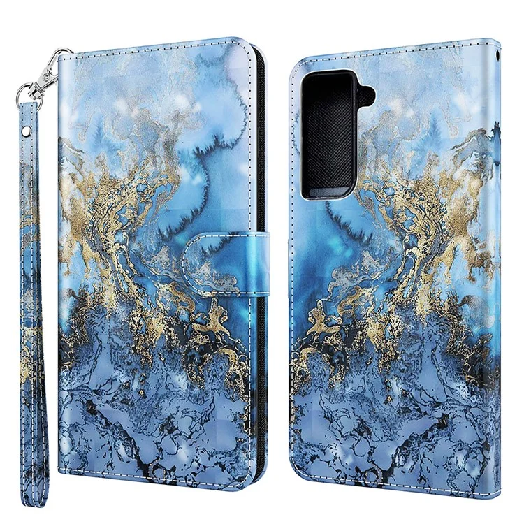 3D-Muster-Druckschutz-Ledergeldbörse Standfuß Handy-Gehäuse Schutzhülle für Samsung Galaxy S21 FE - Milchstraße