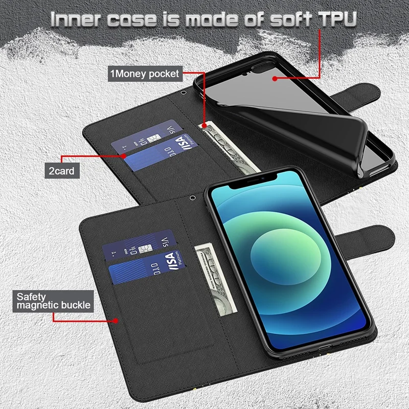 3D Pattern Printing Drop-proof Leather Wallet Stand Phone Shell Case Protector for Samsung Galaxy S21 FE - Gold Butterfly
