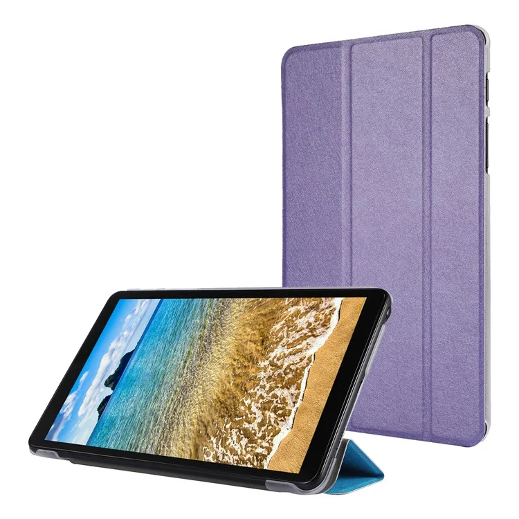 Seidentextur Leder Tablette Dreifaches Standhülle Für Samsung Galaxy Tab A7 Lite 8,7 Zoll - Violett