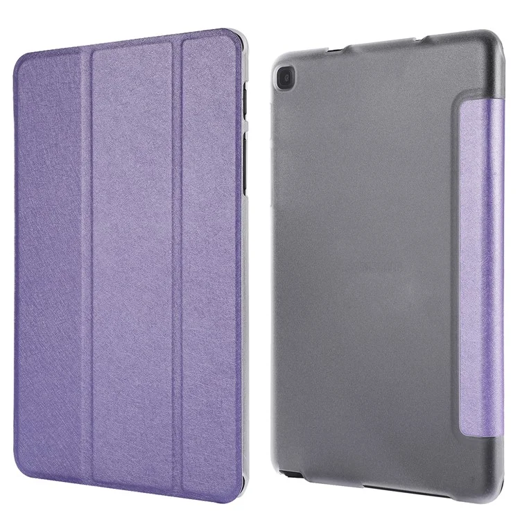 Silk Texture Leather Tablet Tri-fold Stand Case for Samsung Galaxy Tab A7 Lite 8.7-inch - Purple
