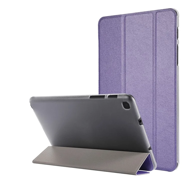 Silk Texture Leather Tablet Tri-fold Stand Case for Samsung Galaxy Tab A7 Lite 8.7-inch - Purple