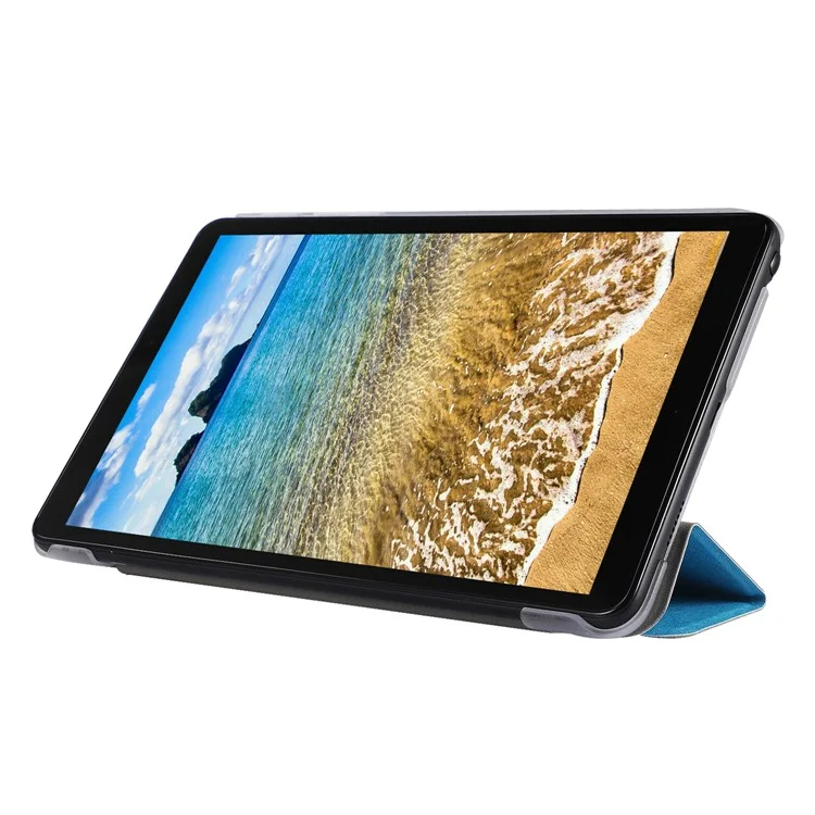 Silk Texture Leather Tablet Tri-fold Stand Case for Samsung Galaxy Tab A7 Lite 8.7-inch - White