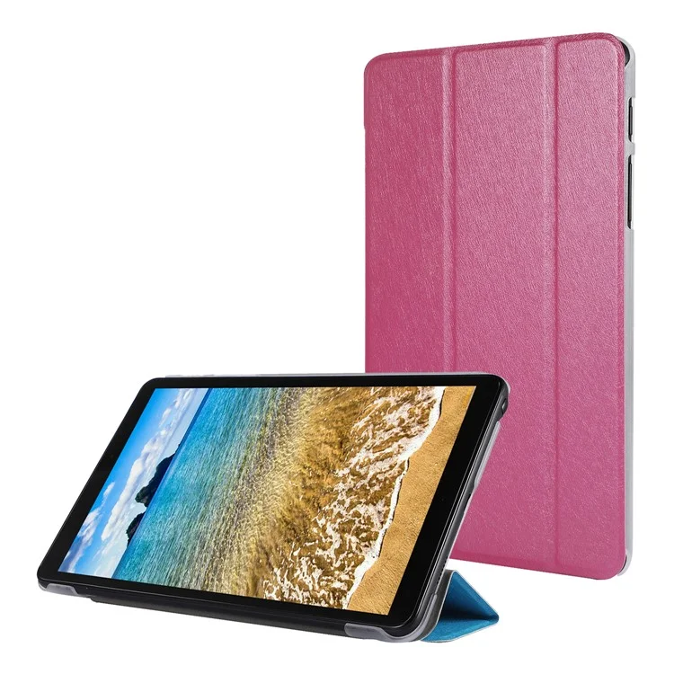 Caso Tri-fold de Couro de Couro de Textura de Seda Para Samsung Galaxy Tab A7 Lite 8,7 Polegadas - Rosa