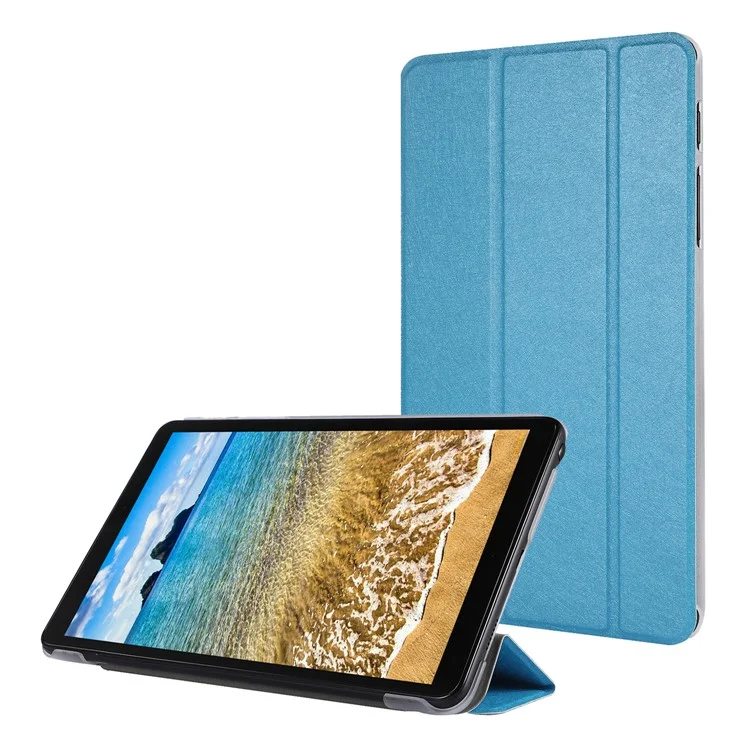 Caso Tri-fold de Couro de Couro de Textura de Seda Para Samsung Galaxy Tab A7 Lite 8,7 Polegadas - Rosa