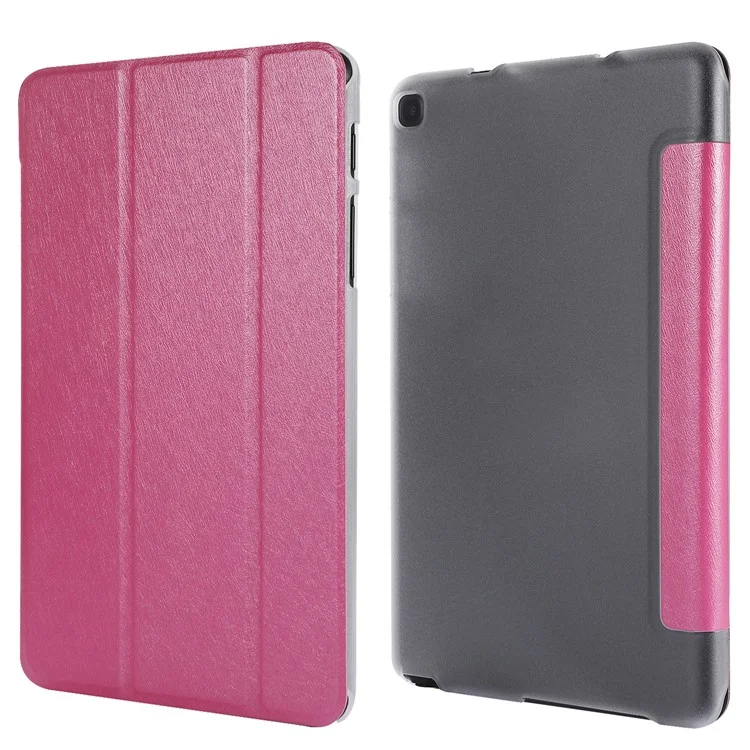 Caso Tri-fold de Couro de Couro de Textura de Seda Para Samsung Galaxy Tab A7 Lite 8,7 Polegadas - Rosa