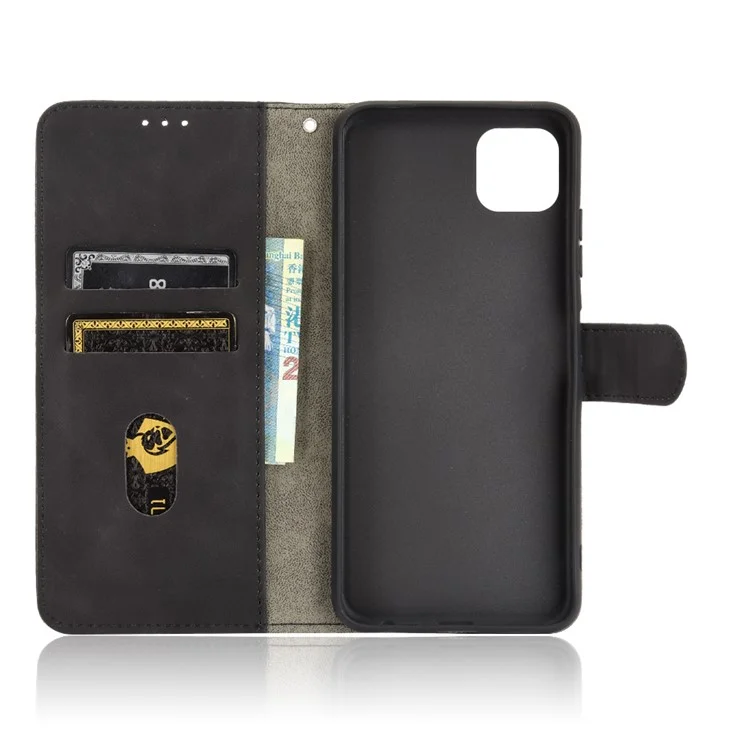 Secteur de la Peau du Portefeuille Shell Flip Flip Case Shell Pour Samsung Galaxy A22 5G (version Ue) - le Noir