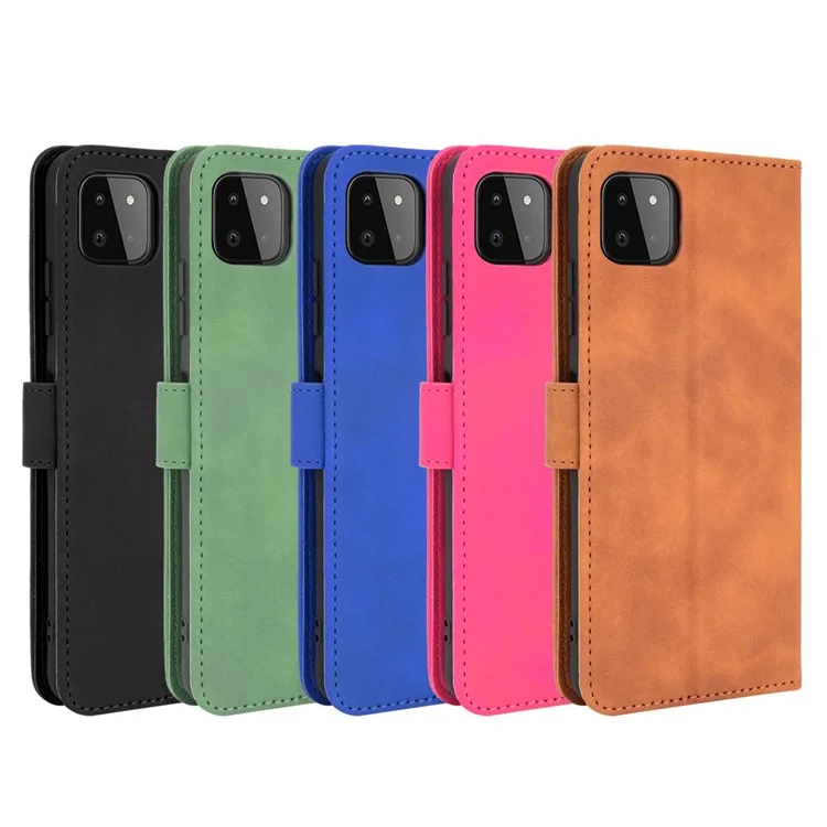 Secteur de la Peau du Portefeuille Shell Flip Flip Case Shell Pour Samsung Galaxy A22 5G (version Ue) - le Noir