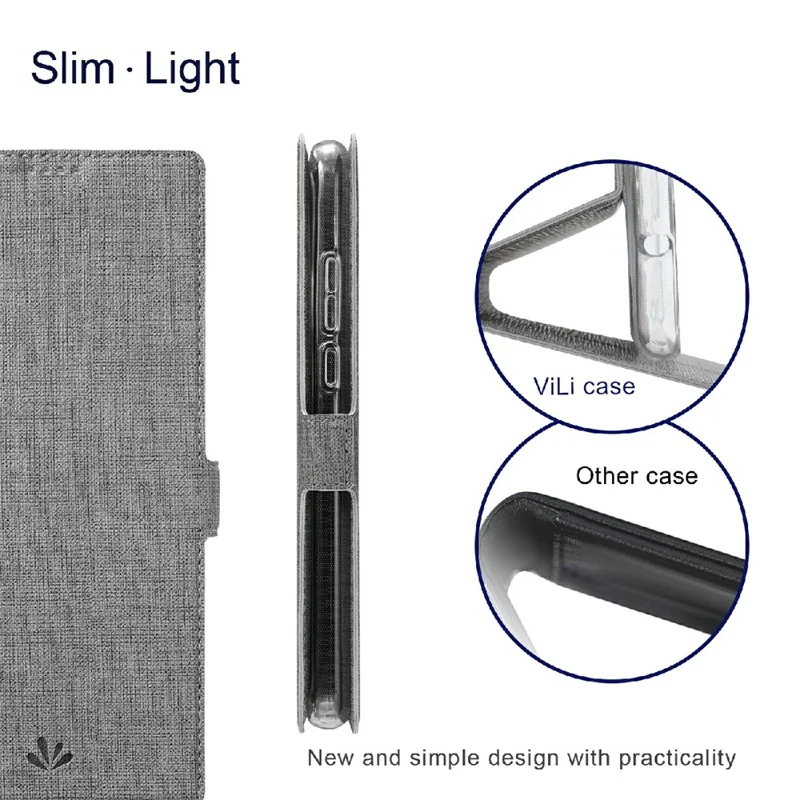 VILI K Series Wallet Design Leather Phone Stand Cover for Samsung Galaxy S21 FE - Grey