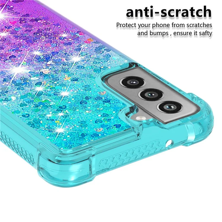 Sequäler Von Gradienten -glitzerpulver Quicksand TPU Mobile Protector Case Shell Für Samsung Galaxy S21 fe - Himmelblau / Violett