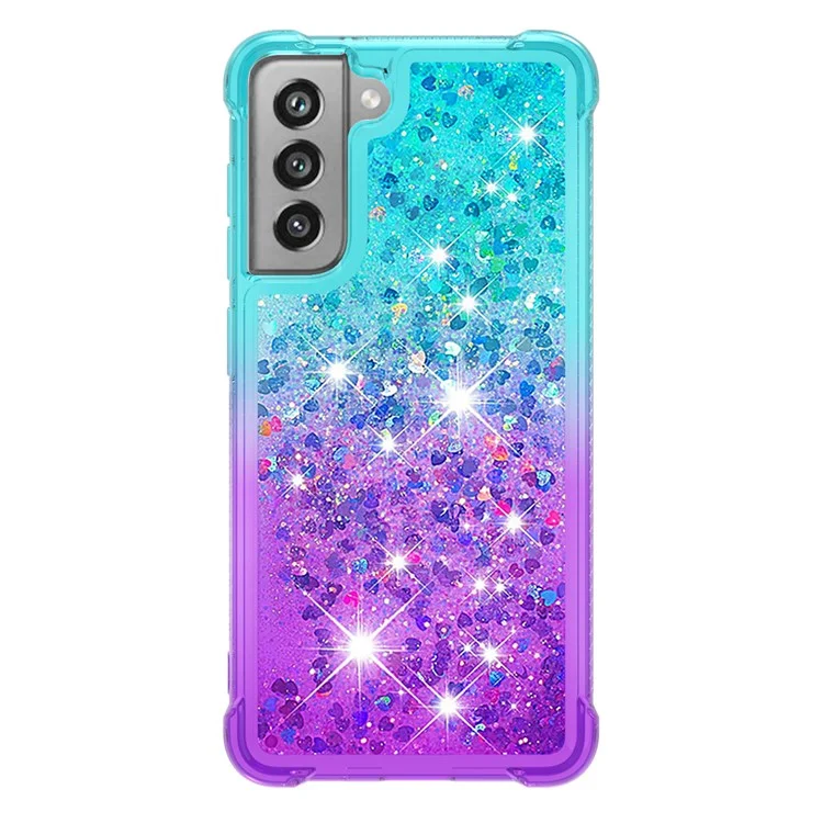 Sequäler Von Gradienten -glitzerpulver Quicksand TPU Mobile Protector Case Shell Für Samsung Galaxy S21 fe - Himmelblau / Violett