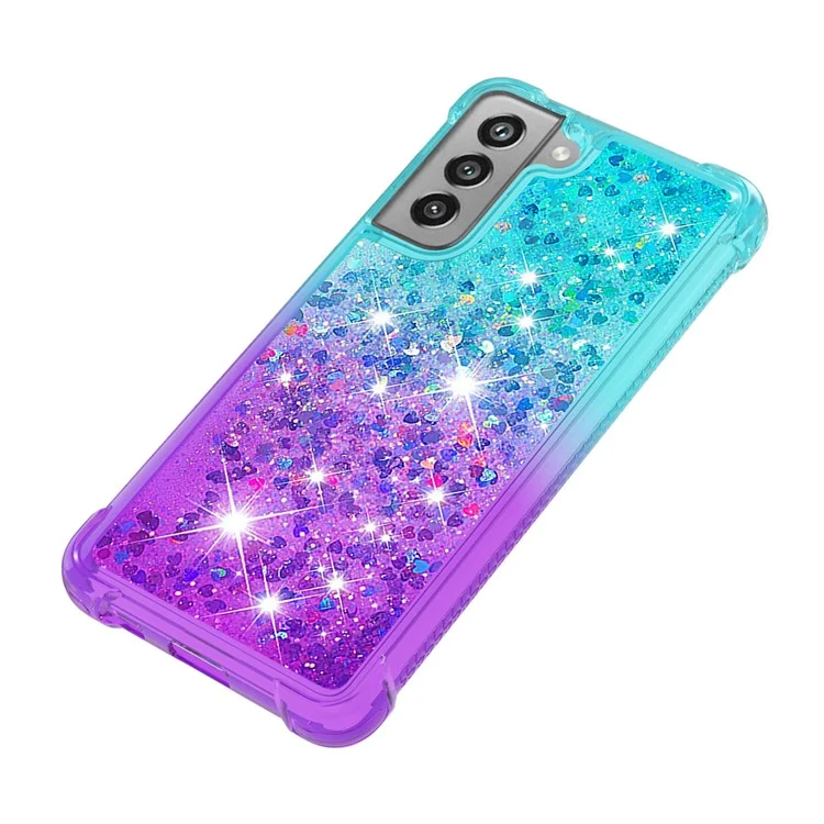 Sequäler Von Gradienten -glitzerpulver Quicksand TPU Mobile Protector Case Shell Für Samsung Galaxy S21 fe - Himmelblau / Violett