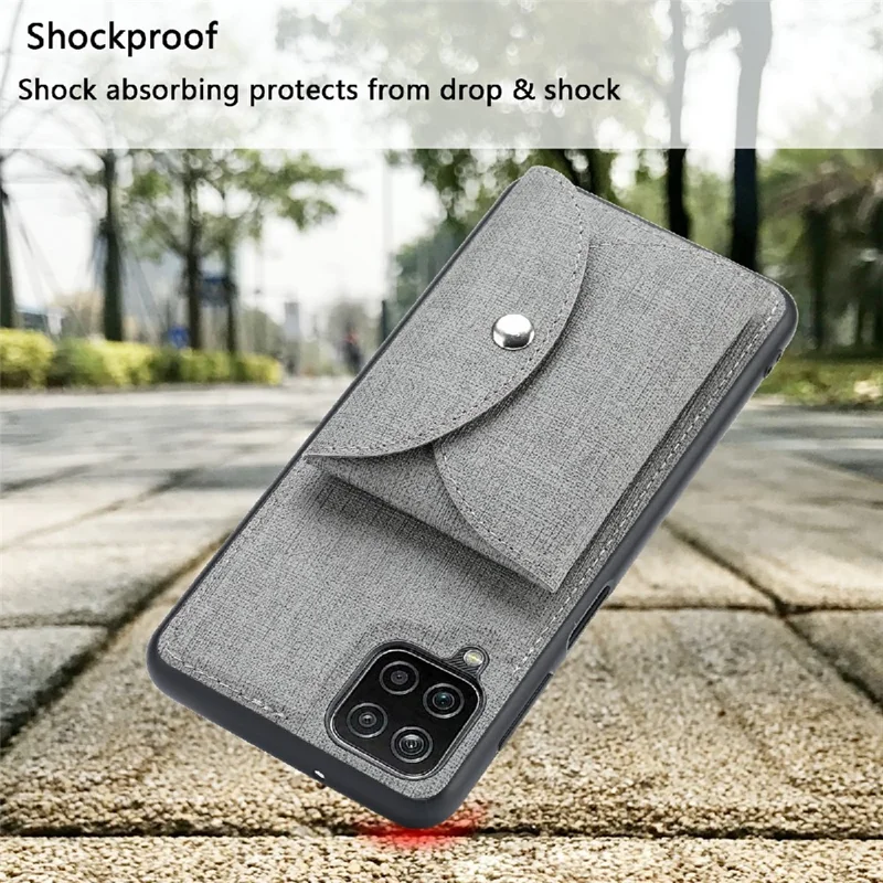 VILI T Series Movable Magnetic Absorption Wallet Leather Skin TPU Shell for Samsung Galaxy A12 - Grey