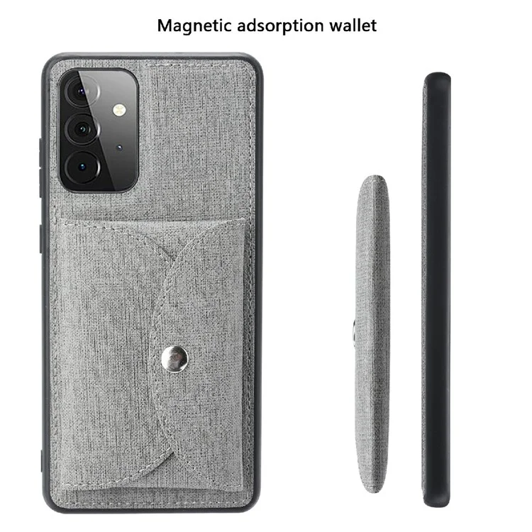 VILI T Series Magnetic-Absorption Wallet Shockproof Leather Cell Phone Case Shell for Samsung Galaxy A72 4G/5G - Grey