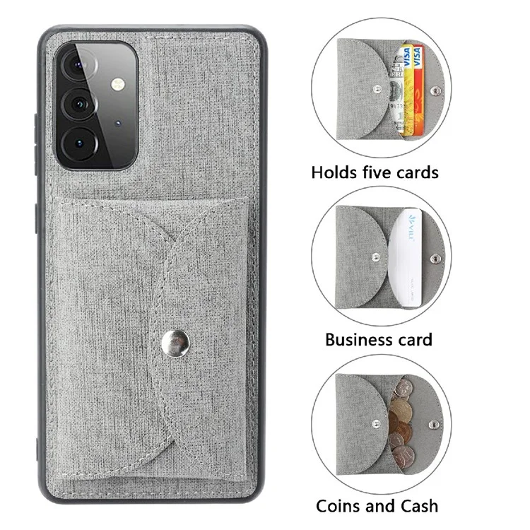 VILI T Series Magnetic-Absorption Wallet Shockproof Leather Cell Phone Case Shell for Samsung Galaxy A72 4G/5G - Grey