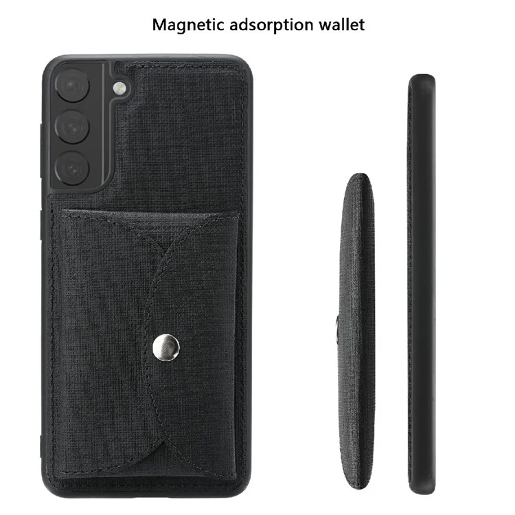 VILI T Series TPU+PU Leather Phone Case Protector with Detachable Wallet for Samsung Galaxy S21+ 5G - Black