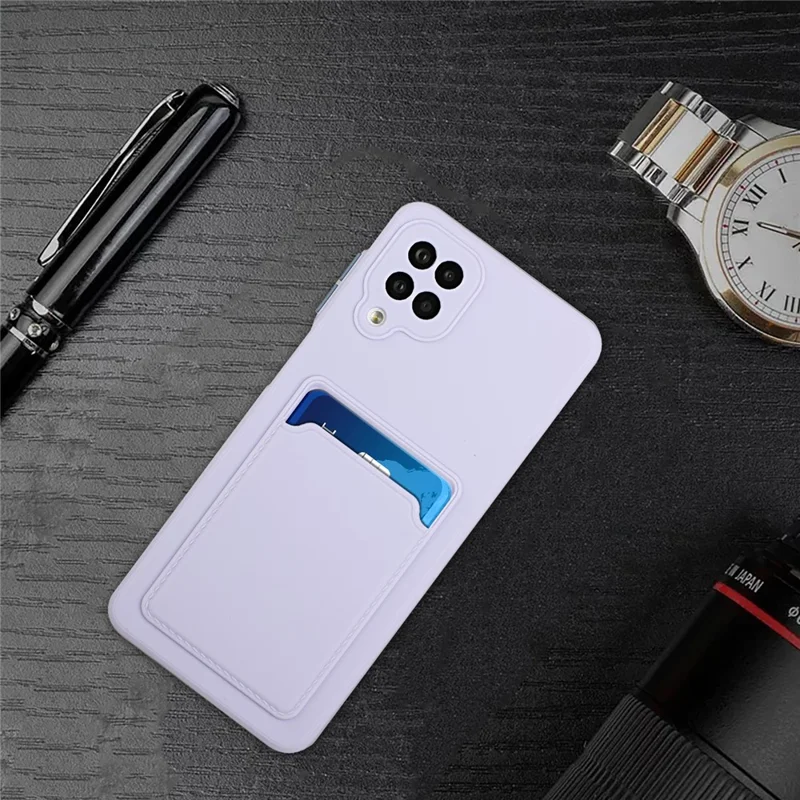 Soft TPU Phone Case Cover with Card Slot for Samsung Galaxy A12 - Light Purple