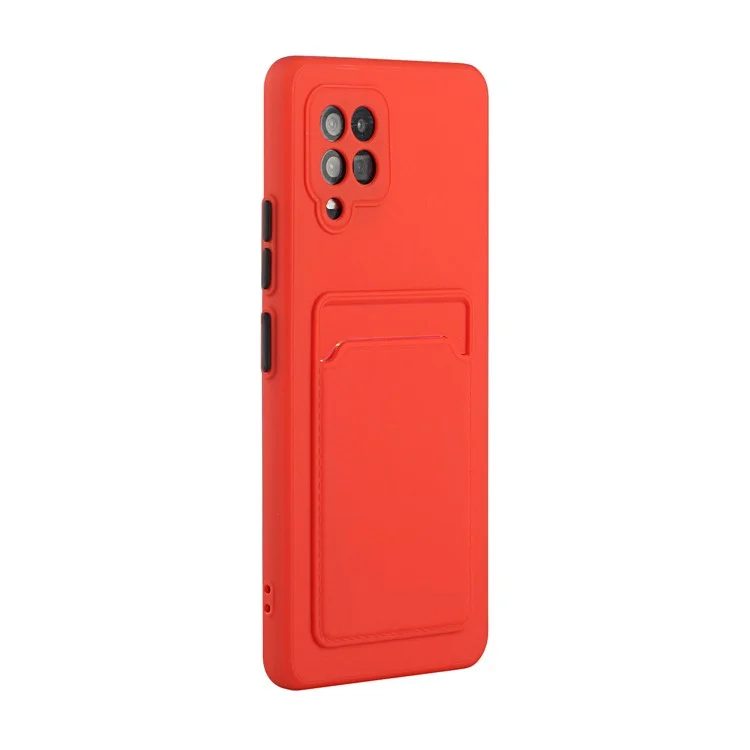 Well-Protected Soft TPU Phone Case Cover with Card Slot for iPhone 12 / 12 Pro - Red