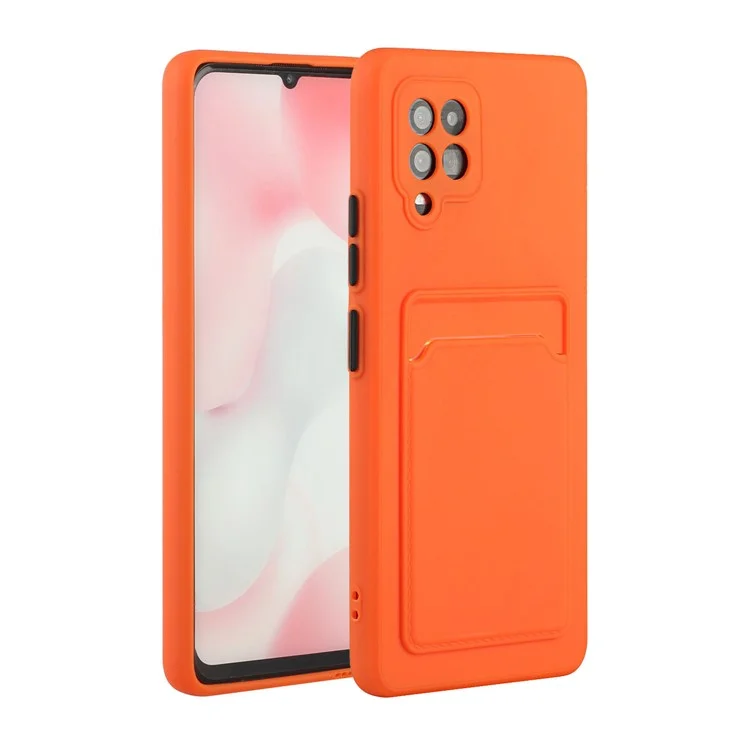 For Samsung Galaxy A42 5G Well-Protected Soft TPU Phone Case Cover with Card Slot - Orange
