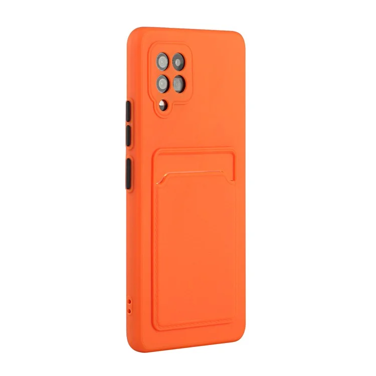 For Samsung Galaxy A42 5G Well-Protected Soft TPU Phone Case Cover with Card Slot - Orange