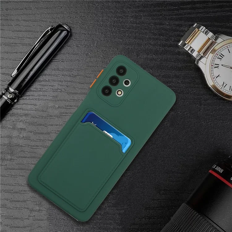 Für Samsung Galaxy A52 4G/5G / A52s 5G Kartensteckplatz Flexibles TPU-Handyhülle - Dunkelgrün