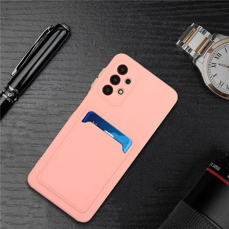Para Samsung Galaxy A52 4G/5G / A52s 5G Ranura para Tarjeta Funda de Teléfono Flexible de TPU - Rosa