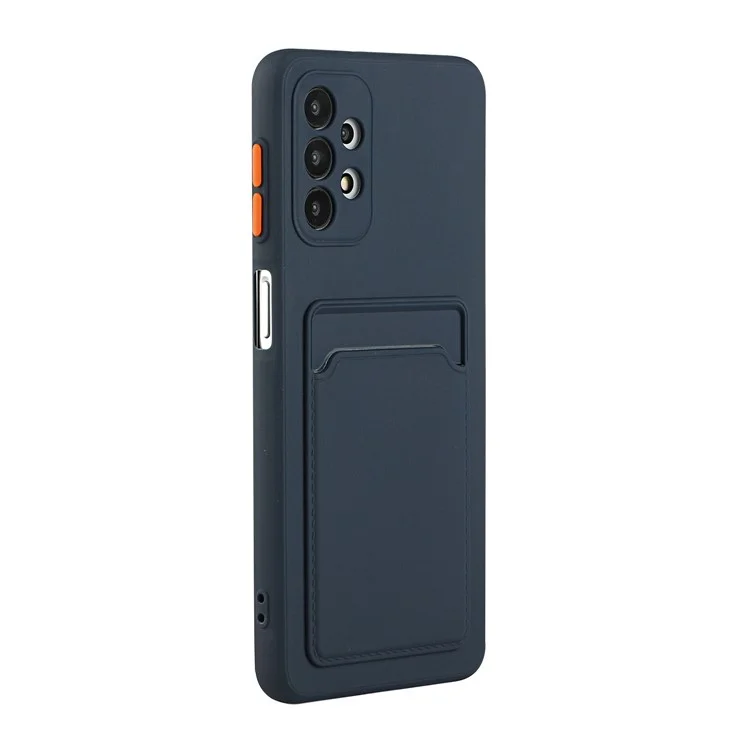 Para Samsung Galaxy A52 4G/5G / A52s 5G Card Slot Flexible TPU Phone Case - Dark Blue