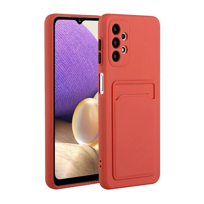 Card Slot Well-Protected Soft TPU Phone Case for Samsung Galaxy A72 4G/5G - Coral