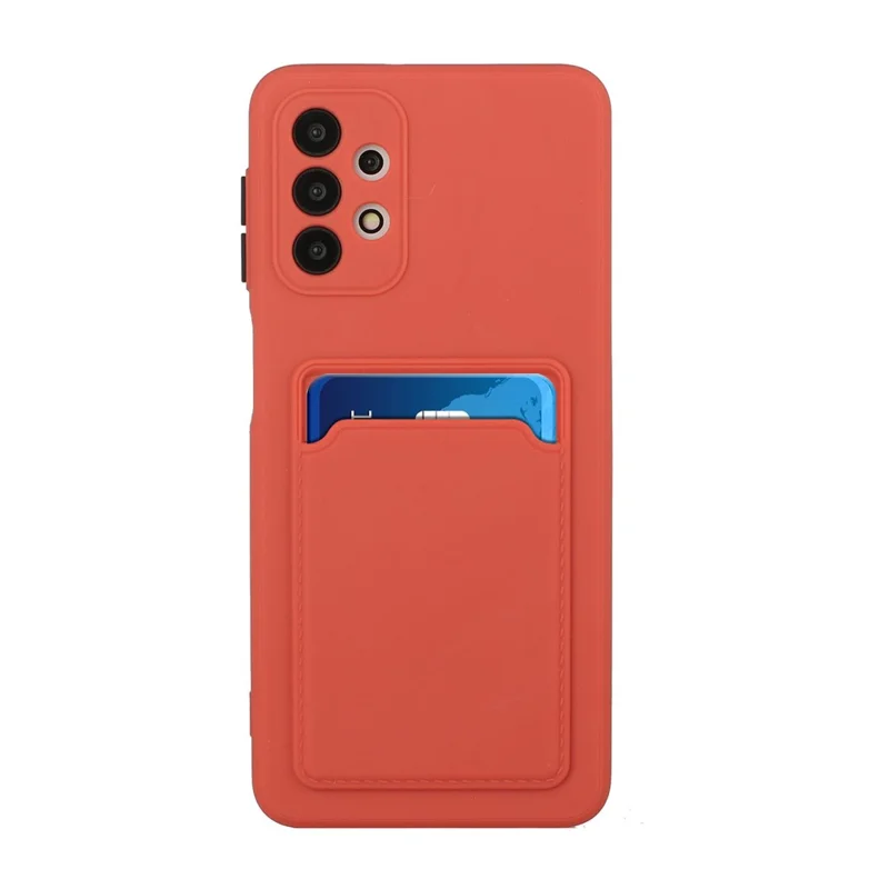Card Slot Well-Protected Soft TPU Phone Case for Samsung Galaxy A72 4G/5G - Coral