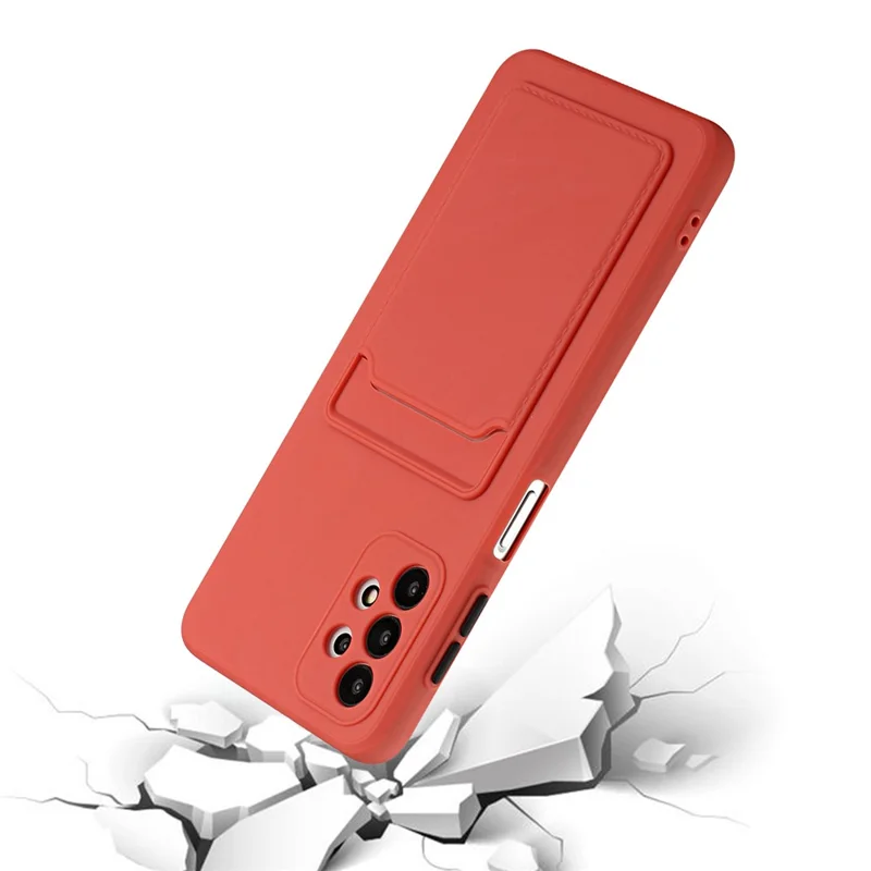Card Slot Well-Protected Soft TPU Phone Case for Samsung Galaxy A72 4G/5G - Coral