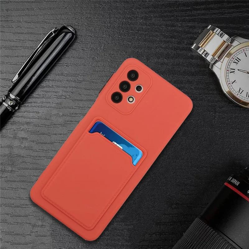 Card Slot Well-Protected Soft TPU Phone Case for Samsung Galaxy A72 4G/5G - Coral