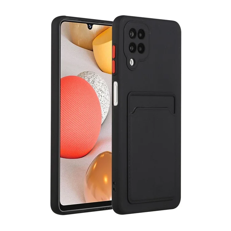 Soft TPU Phone Case Card Slot Cover for Samsung Galaxy M12 - Black