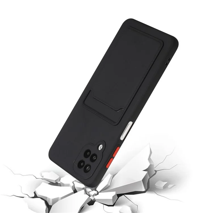Capa de Telefone TPU Suave com Slot para Cartão para Samsung Galaxy M12 - Preto