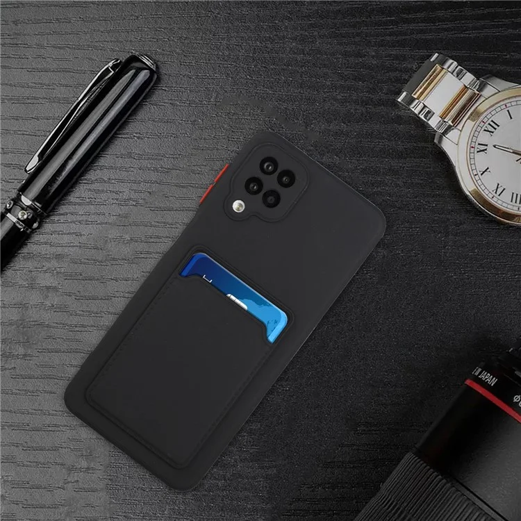 Capa de Telefone TPU Suave com Slot para Cartão para Samsung Galaxy M12 - Preto