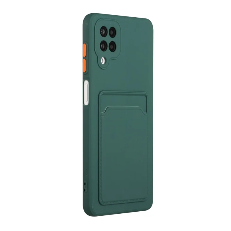 Soft TPU Phone Case Card Slot Cover for Samsung Galaxy M12 - Dark Green