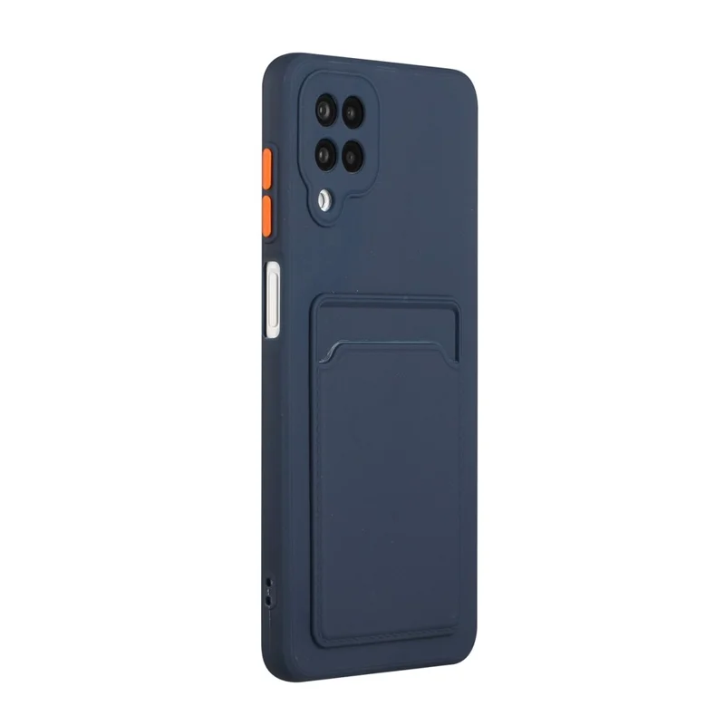 Soft TPU Phone Case Card Slot Cover for Samsung Galaxy M12 - Dark Blue
