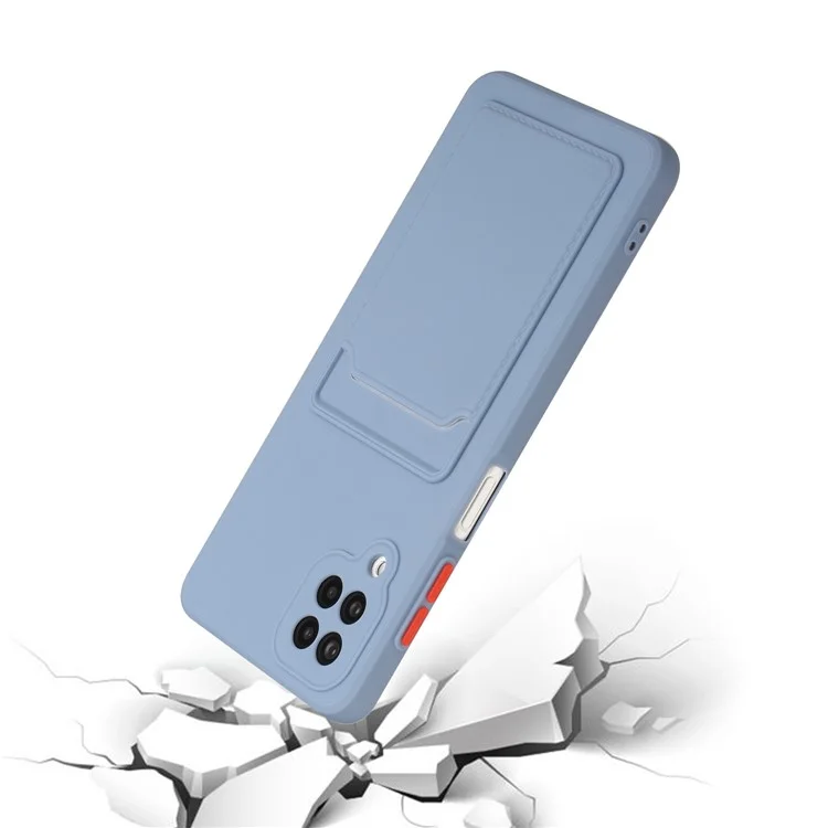 Soft TPU Phone Case Card Slot Cover for Samsung Galaxy M12 - Blue