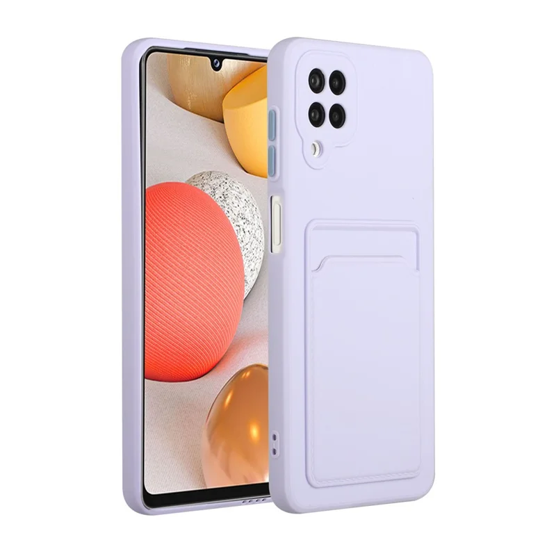 Soft TPU Phone Case Card Slot Cover for Samsung Galaxy M12 - Light Purple