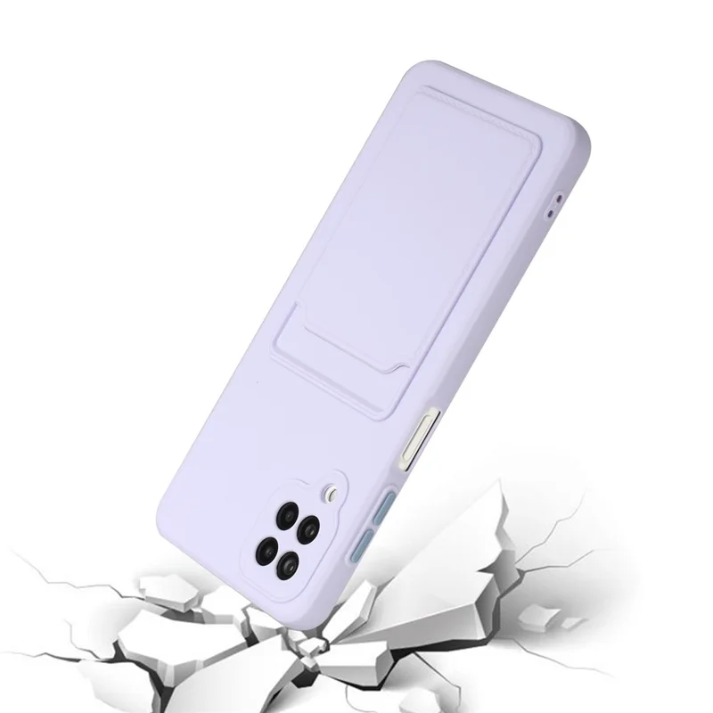 Soft TPU Phone Case Card Slot Cover for Samsung Galaxy M12 - Light Purple