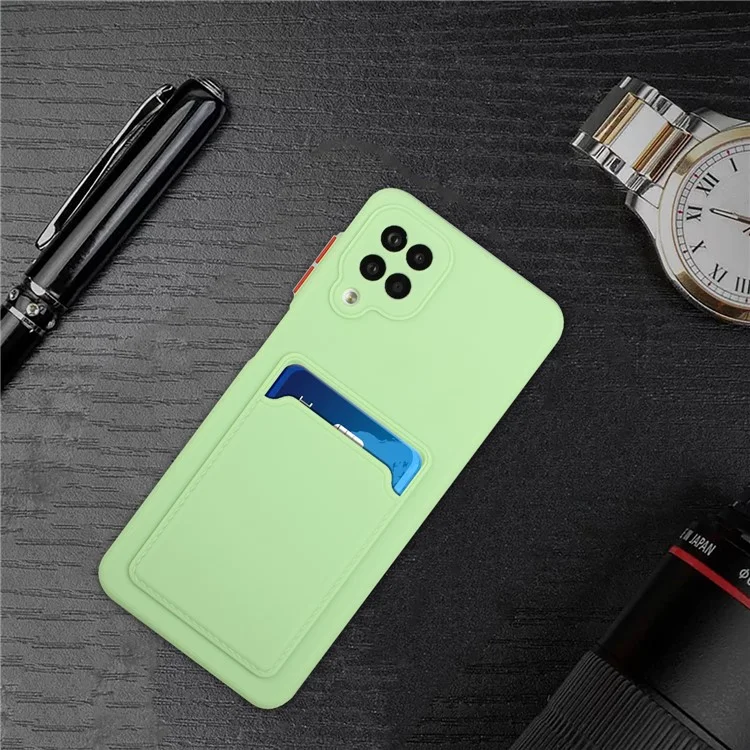 Custodia per telefono in TPU morbido con slot per schede per Samsung Galaxy M12 - Verde chiaro