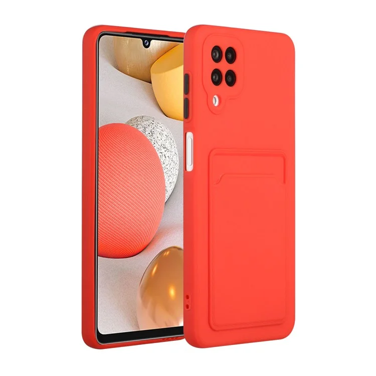 Soft TPU Phone Case Card Slot -abdeckung Für Samsung Galaxy M12 - Rot