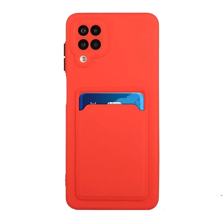 Soft TPU Phone Case Card Slot -abdeckung Für Samsung Galaxy M12 - Rot