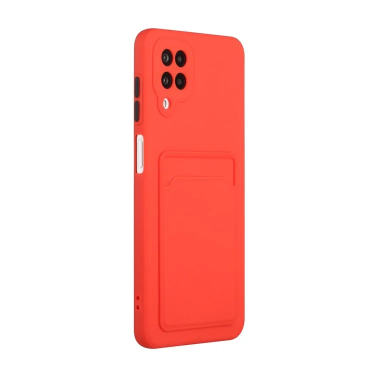 Soft TPU Phone Case Card Slot -abdeckung Für Samsung Galaxy M12 - Rot