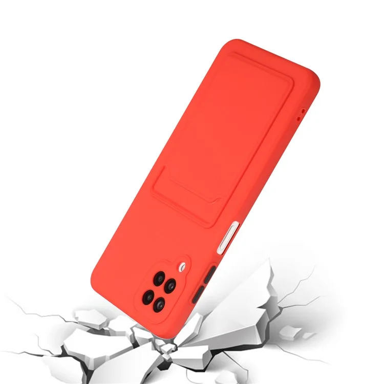 Soft TPU Phone Case Card Slot -abdeckung Für Samsung Galaxy M12 - Rot