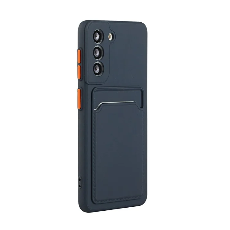 Capa de Telefone de TPU Macio com Slot para Cartão para Samsung Galaxy S21 5G/4G - Azul Escuro