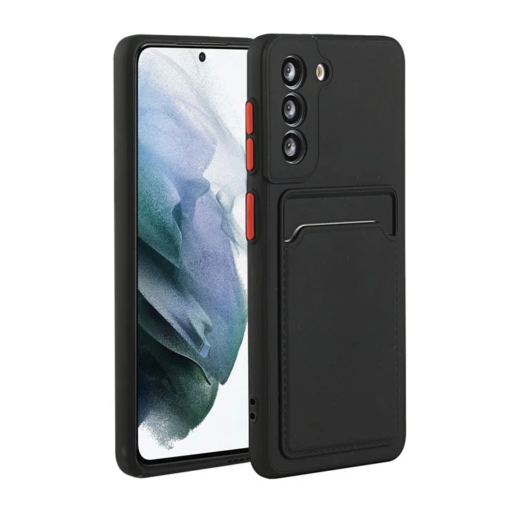 Soft TPU Phone Case Cover with Card Slot for Samsung Galaxy S21 5G/4G - Black