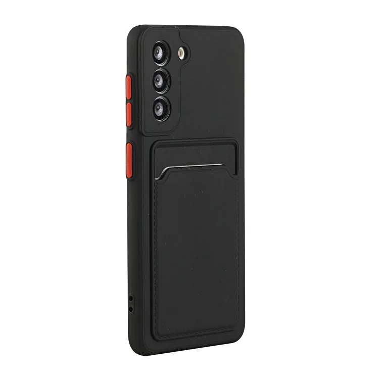 Soft TPU Phone Case Cover with Card Slot for Samsung Galaxy S21 5G/4G - Black
